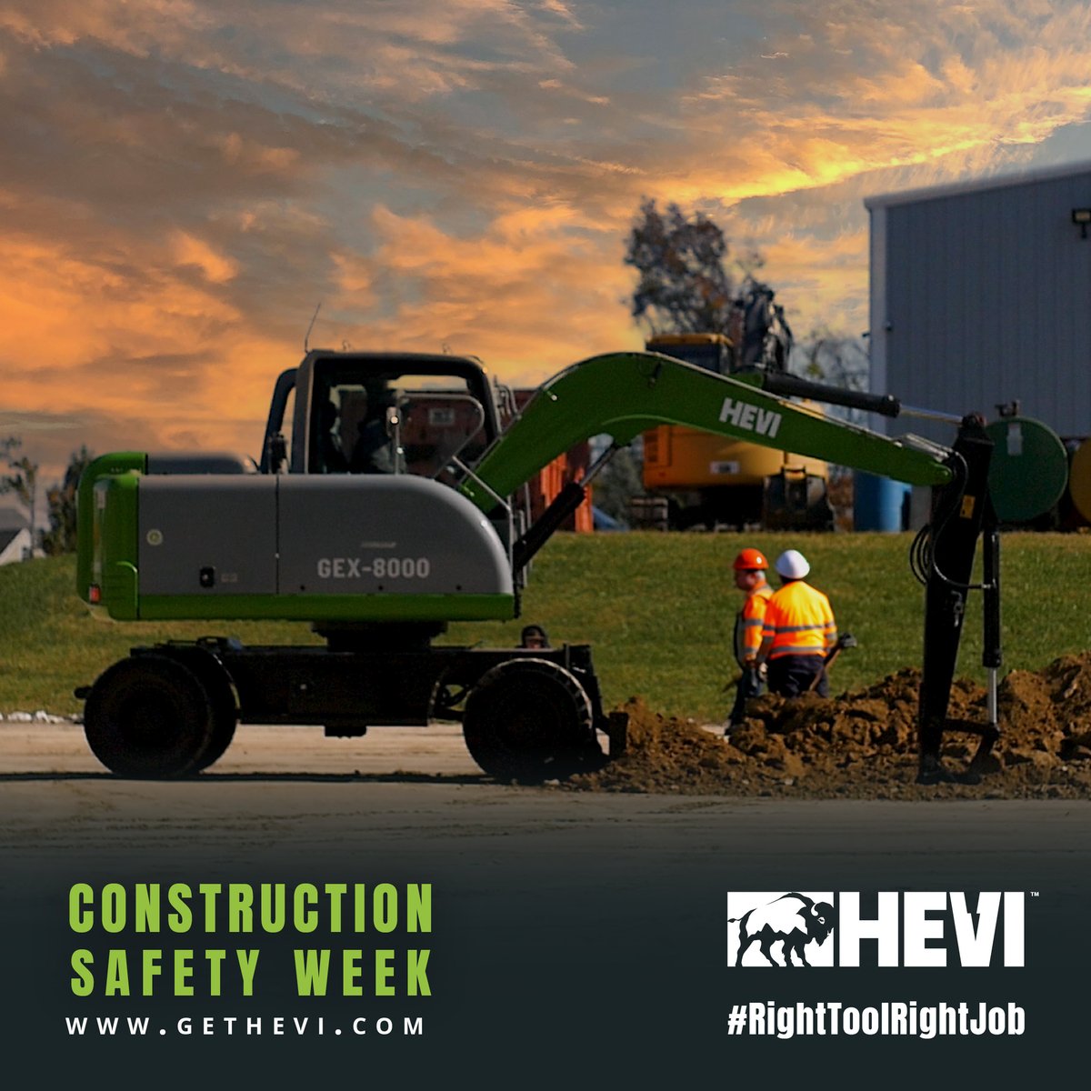 It's #ConstructionSafetyWeek! At HEVI, we're proud to manufacture electric #heavyequipment options that don't come at a cost to the environment or the health of your operators. Check us out at: bit.ly/3rhUYFV #RightToolRightJob #constructionsafety