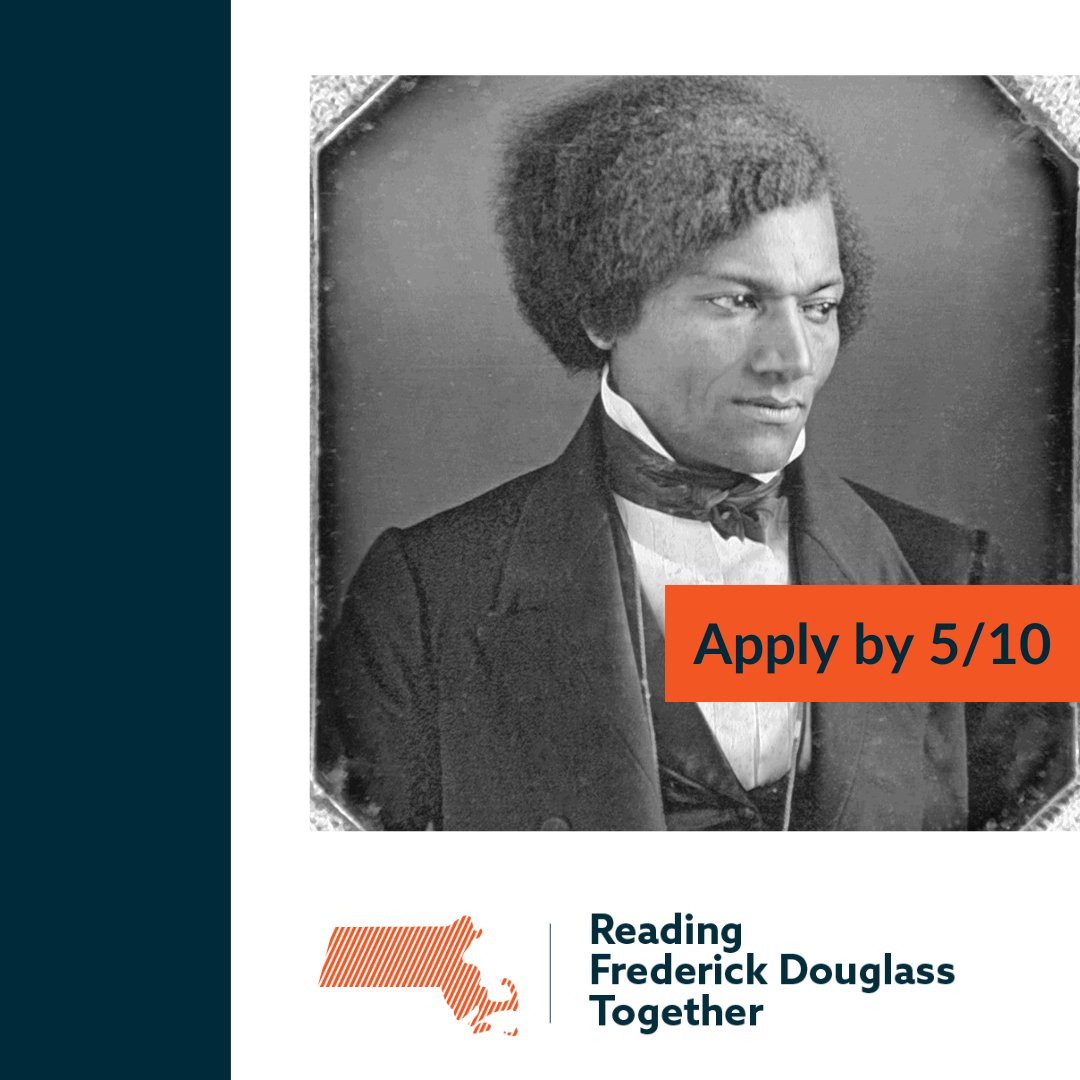 May 10 is the next deadline to apply for a Reading Frederick Douglass Together grant! Find the details on our website here: masshumanities.org/active-grants/… #frederickdouglass #publichumanities #nonprofitgrants