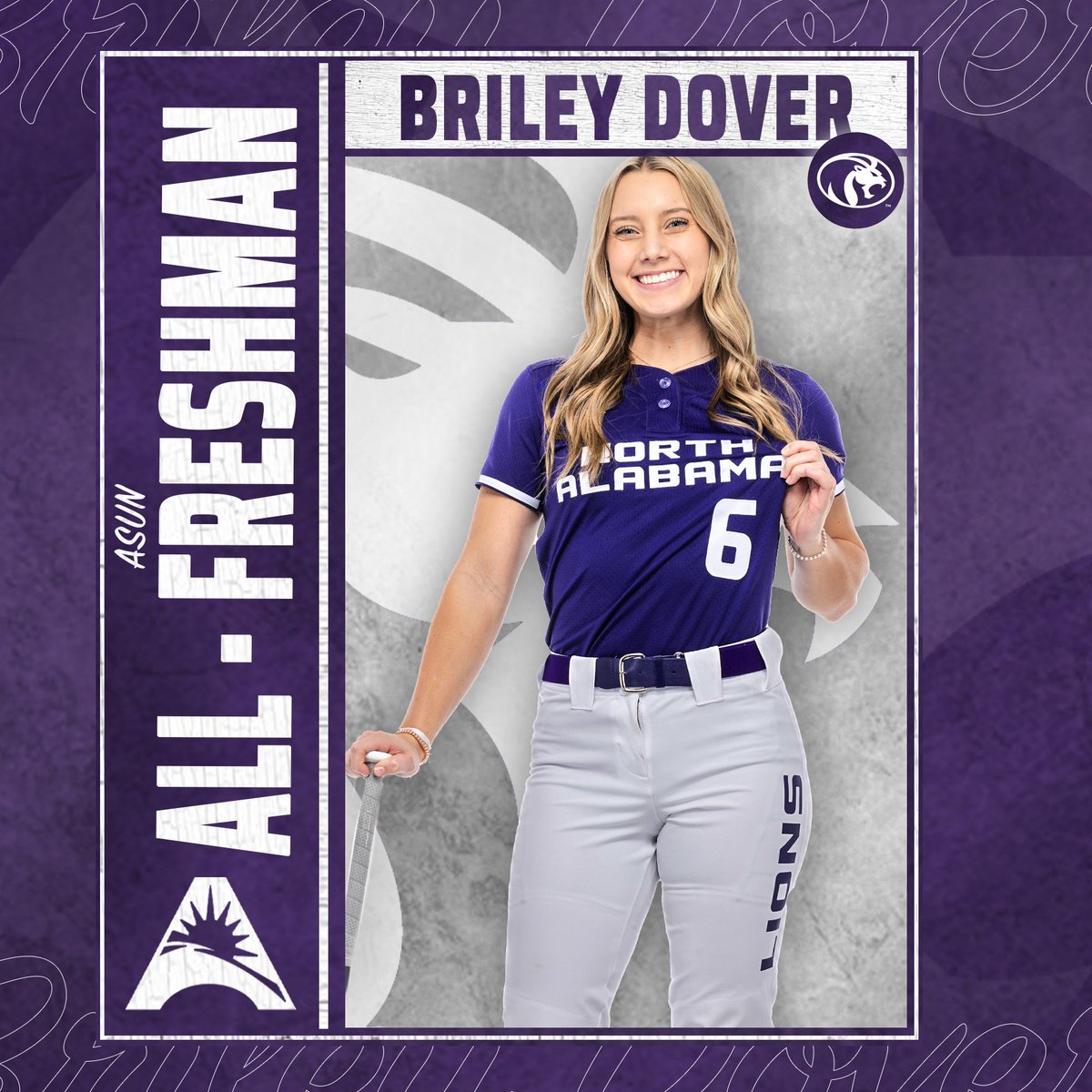 🏆 𝗔𝗦𝗨𝗡 𝗔𝗟𝗟-𝗙𝗥𝗘𝗦𝗛𝗠𝗔𝗡 🏆 Rounding out our all-conference awards is Briley Dover, who was unanimously selected to the all-freshman team! #RaiseTheROAR | #RoarLions 🦁