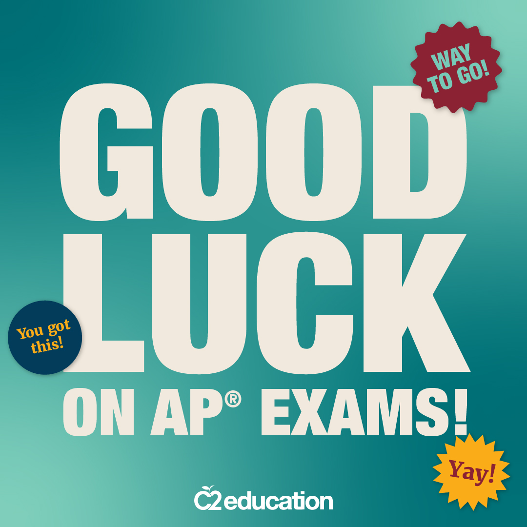 Good luck to C2 students taking AP® exams the next two weeks! We know all your hard work will pay off! #c2education #ap #apexams #apprep #c2frisco #friscotx #friscoisd #prospertx #prosperisd