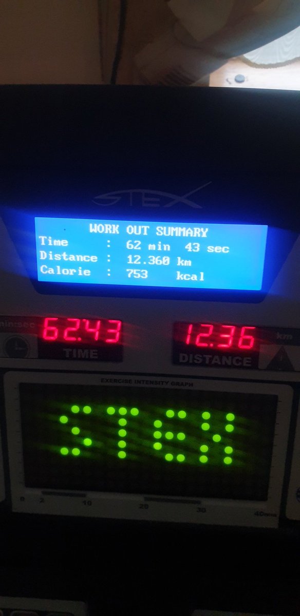 just finished my daily 1 hour and 3 minutes treadmill workout session and I burned off 753 calories and my distance is 12.360km #fitnessjourney #workoutgoals #NeverBackDown #NoMercy #NeverGiveUp #unstableseason2august1stonnetflix