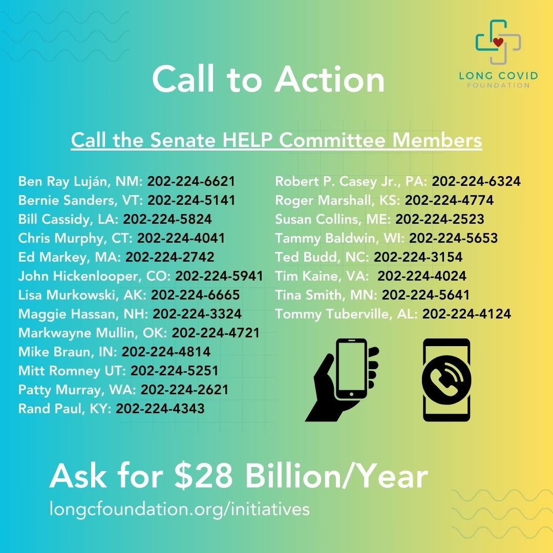 Please call to ask for $28 billion/year for #LongCOVID. Call by May 7th to demand an adequate starting point for #pwLC & the funding they desperately need. We understand people may not have the spoons to call everyone, so here’s who you can prioritize: - Bernie Sanders…