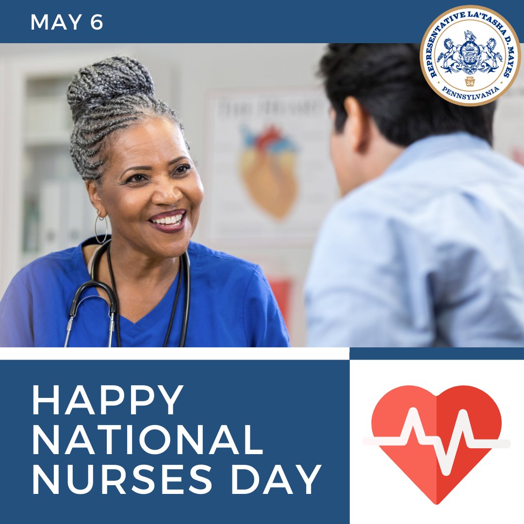 Happy #NationalNursesDay! Thank you to the nurses who work hard every day to care for all our communities across the Commonwealth. 🩹 Shout out to my colleagues who are nurses @RepBridget, @RepTarik, and the incredible nurses of @seiuhcpa and @PennaNurses. #repmayes