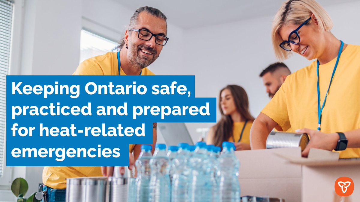 The province is hosting #ExerciseHeatwave, a large scale simulated exercise to strengthen our response to heat-related emergencies. Learn more:  news.ontario.ca/en/release/100…