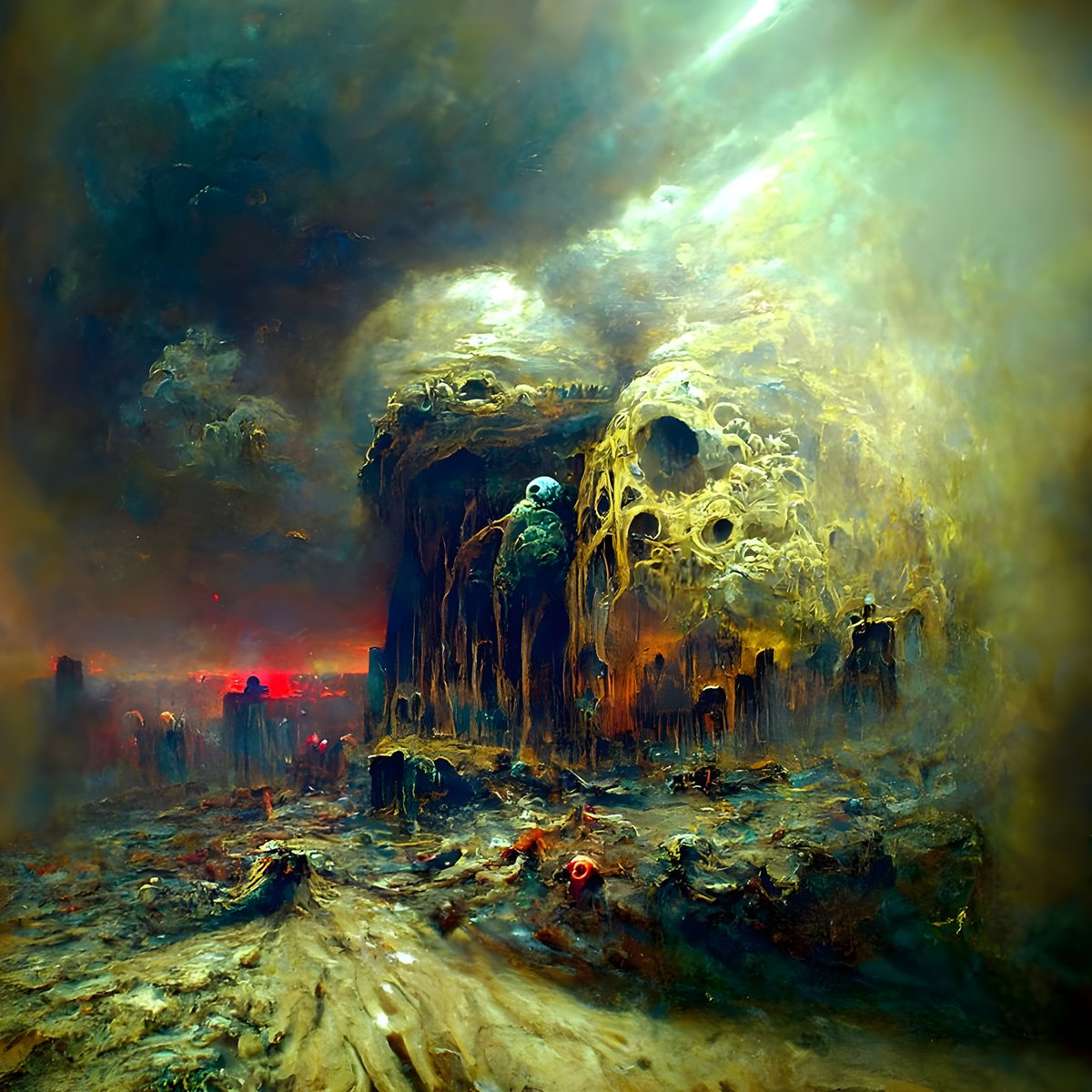 Moldy Hellscape 8K by Asher Brown Durand, Zdzisław Beksiński - made with NightCafe  creator.nightcafe.studio/creation/zWAF0… #aiart #nightcafe #digitalart #vqganclip #tezos #aiartworks #nftart #tezosart #cryptoart #generativeart via @nightcafestudio 🍕🕷🍓