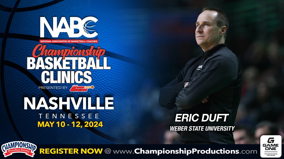 Weber State head coach @ericduft will be a featured speaker at the @NABC1927 Basketball Clinics this weekend in Nashville! #WeAreWeber