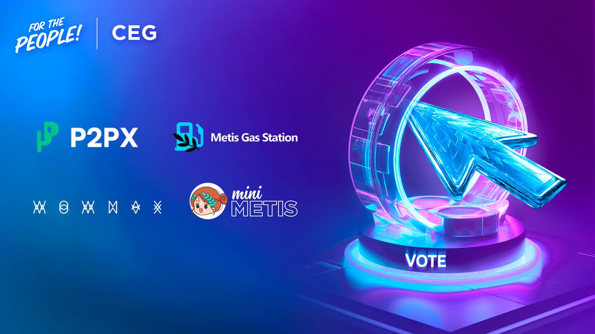 Stop what you're doing and go vote now! Four new projects are waiting for your input. Be a part of @MetisL2 Governance! 🗳️Vote for Gas Station snapshot.org/#/metislayer2.… 🗳️Vote for @P2PX_finance snapshot.org/#/metislayer2.… 🗳️Vote for @wowmaxexchange snapshot.org/#/metislayer2.… 🗳️Vote…