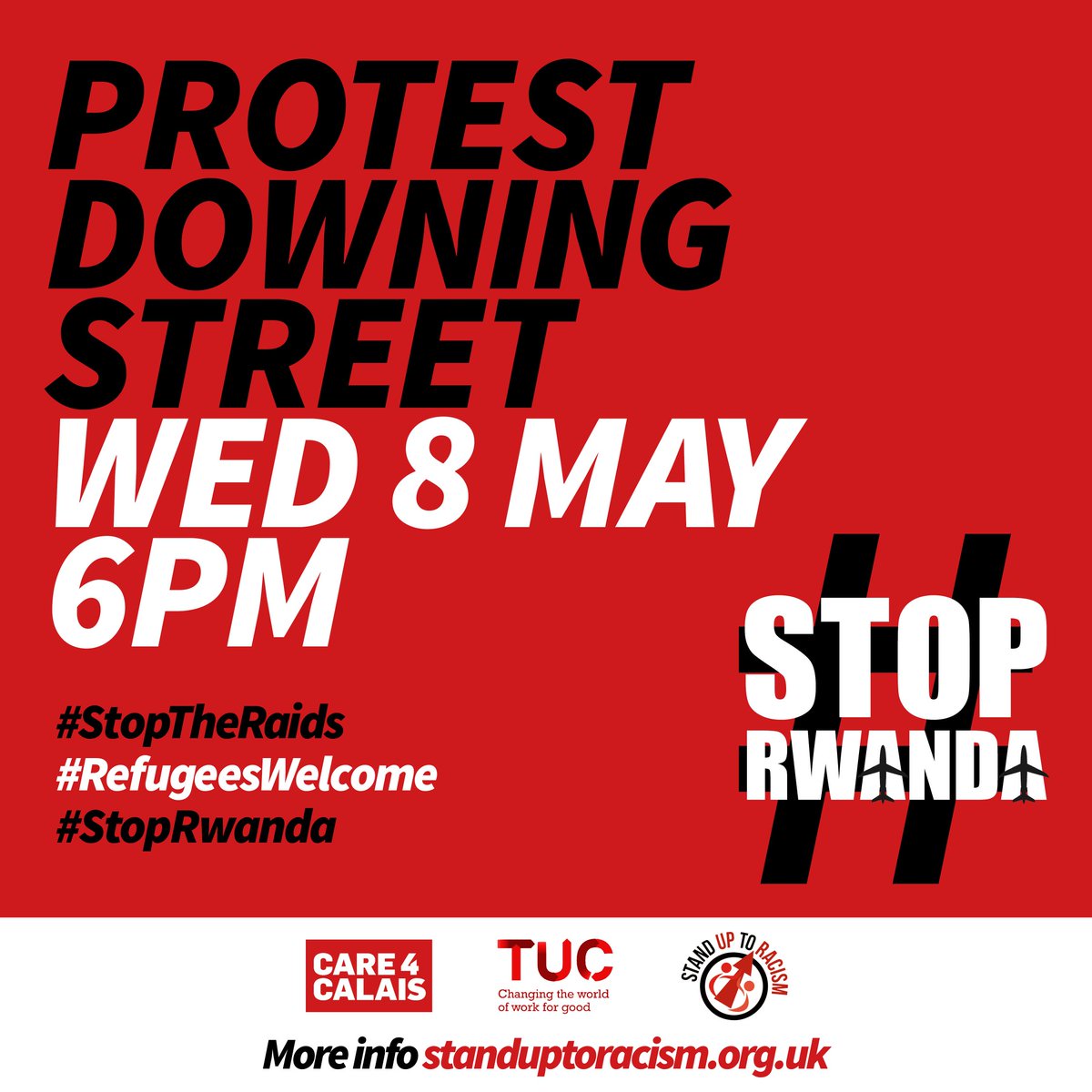 #StopRwanda detention raids - 📢Tell Sunak #RwandaNotInOurName 📣PROTEST WED 8 MAY 📍Downing Street 🕕 6pm ⚠️ Spread the word, bring banners, say it loud, say it clear #RefugeesWelcome here 🔥 👉🏿In London - Join the demo! 👉🏿Everywhere - join the X/Twitterstorm #StopRwanda…