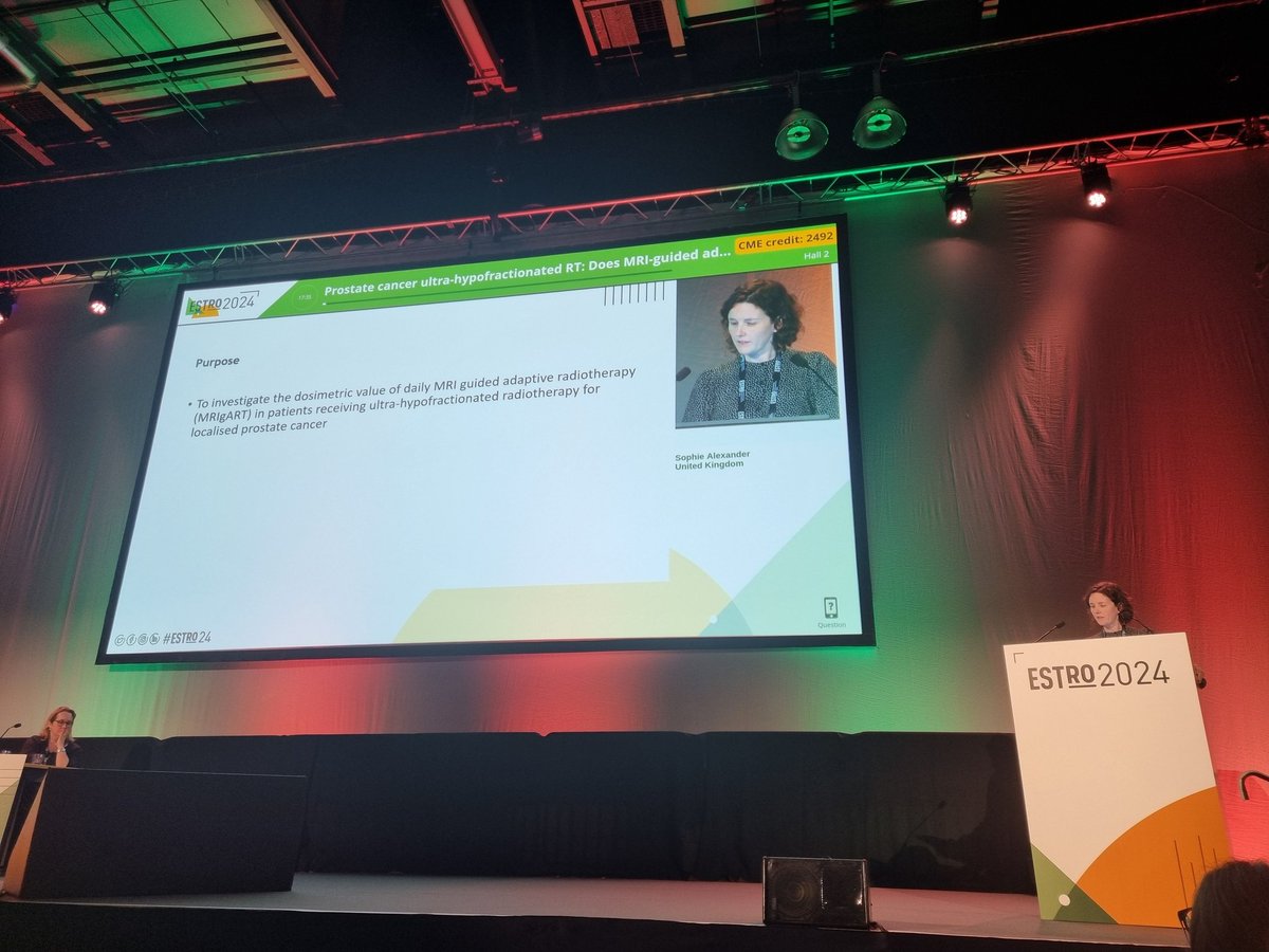 Another great day at #ESTRO2024 rounded off with a fantastic talk by @S0PHIEEA assessing the impact of ultra-hypofractionated MR-guided #adaptive radiotherapy for prostate cancer