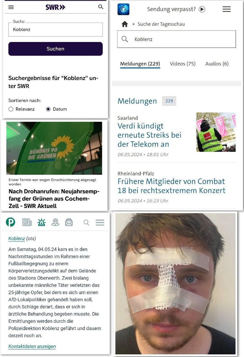 Warum berichten SWR und Tagesschau nicht über den brutalen Angriff auf einen AFD Politiker in #Koblenz? #ReformOerr #OerrBlog