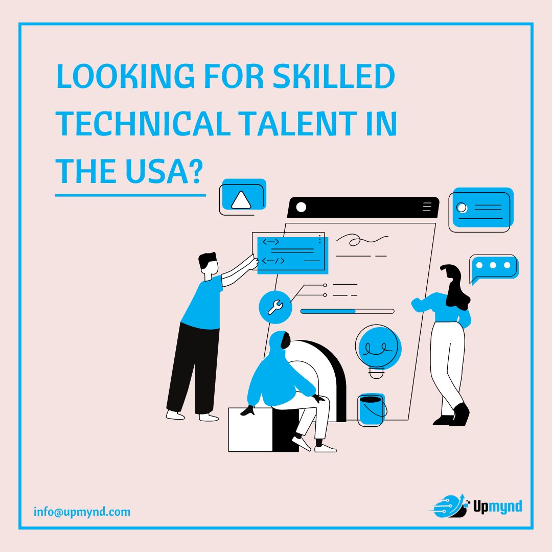 Looking for skilled technical talent in the USA? 
We provide top-notch staffing solutions for your business needs.

upmynd.com
info@upmynd.com

#TechnicalStaffing #SkilledWorkers #USA #Hiring #TechJob #Upmynd #staffing #business #India