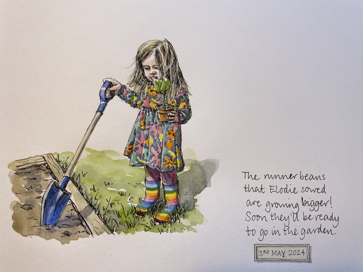 @GraniteElements #mycreativeweek consisted of another Devon lane painting (I can’t resist!), and a drawing of my granddaughter when we did a bit of gardening on Friday 😊