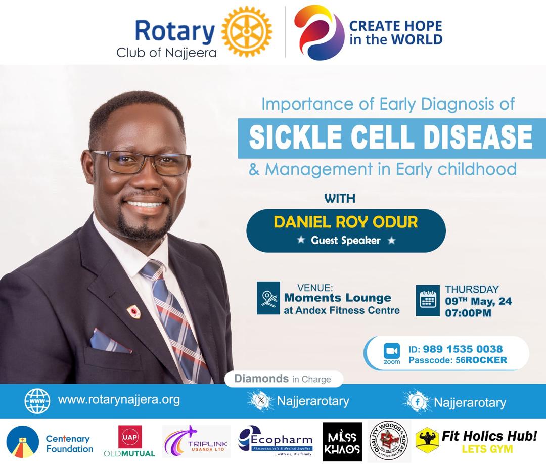 Don't miss this enlightening conversation from our ED @ddanielroy about the Importance of Early Diagnosis of SickleCell and  Management in Early childhood, on Thursday 09th.October.2024 at Moments Lounge at Andex Fitness Center.
@najjerarotary @CentenaryBank @UAPOldMutualUg