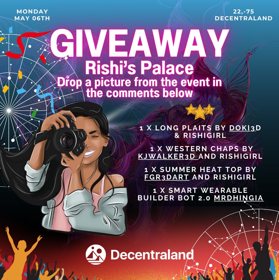 Today #UnMonday will be held at my new build 'Rishi's Palace" by <a href="/DhingiaBuilds/">Dhingia Builds</a> 22,-75 from 7pm UTC. 

🚨Giveaway details🚨
Like and share this post 
Post a pic/video from event in the comments to be in the running for some amazing prizes.
Hope to see you there 💗
#Web3Community