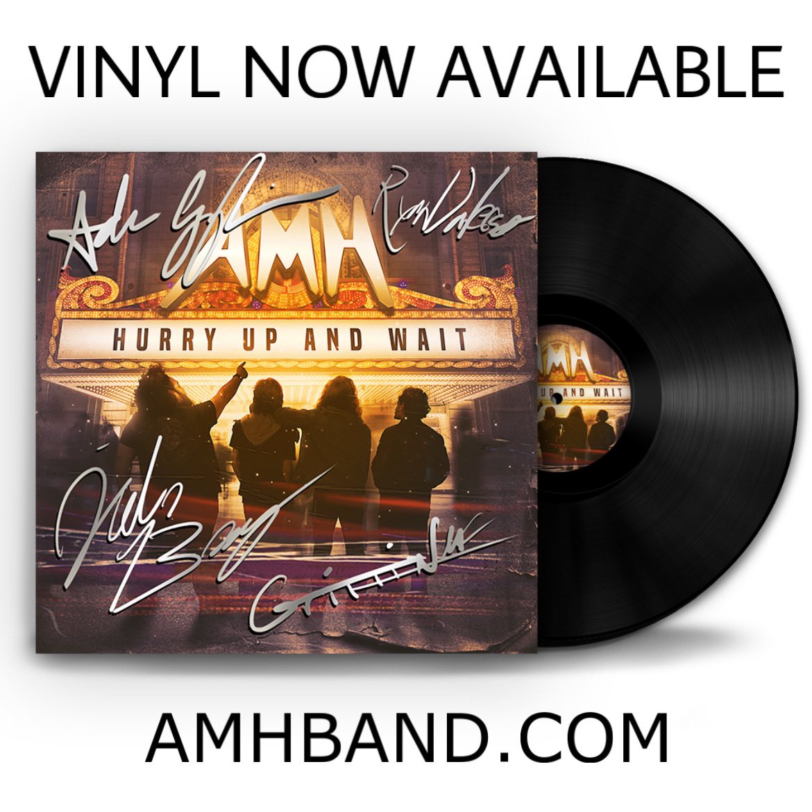 It’s FINALLY here… signed vinyl is now available for our record ‘Hurry Up and Wait’ Get your copy here: amhband.com/category/all-p…