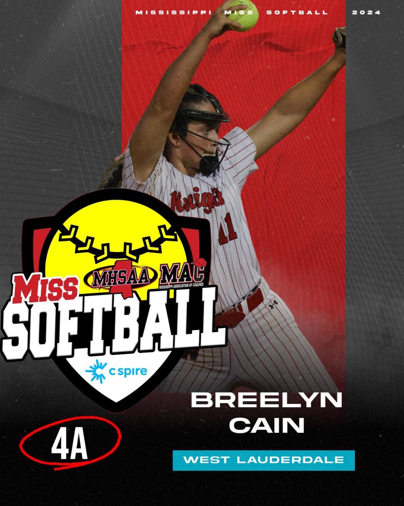 PTalbot_TV's tweet photo. @breelyncain11 is once again Miss Softball for class 4A! 

Cain and @WLsoftball1 are North State Bound later this week!! 

@WTOKTV 

#MSPreps https://t.co/8g2csBFGRs