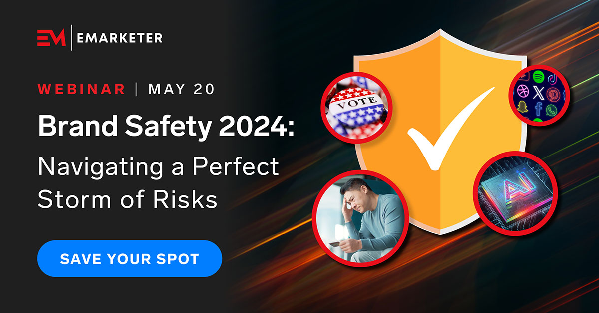 In a year where risk factors are more prevalent than ever, the need for robust brand safety strategies has never been more critical. Join us on May 20th for an exclusive #webinar, 'Brand Safety 2024: Navigating a Perfect Storm of Risks:' cloud.insight.insiderintelligence.com/20240520-Marke… #brandsafety