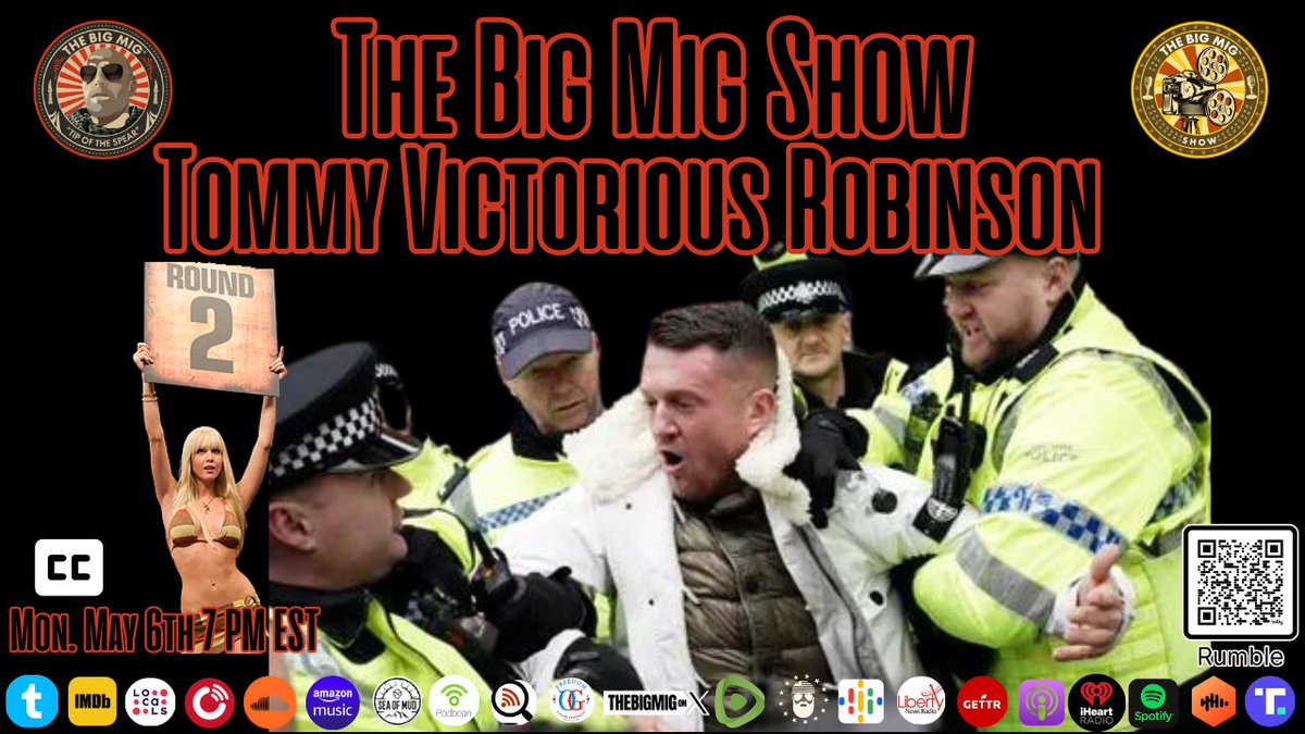 The Big Mig Show Tonight 7 PM EST w/ Tommy Robinson 'Victorious' • Tommy had an issue on Friday and wasn't able to join us. Don't want to let The Big Mig Show fans down so tonight he joins for Victorious the REDUX. Lawfare on both sides of the Atlantic 🎥Watch it Live on X…