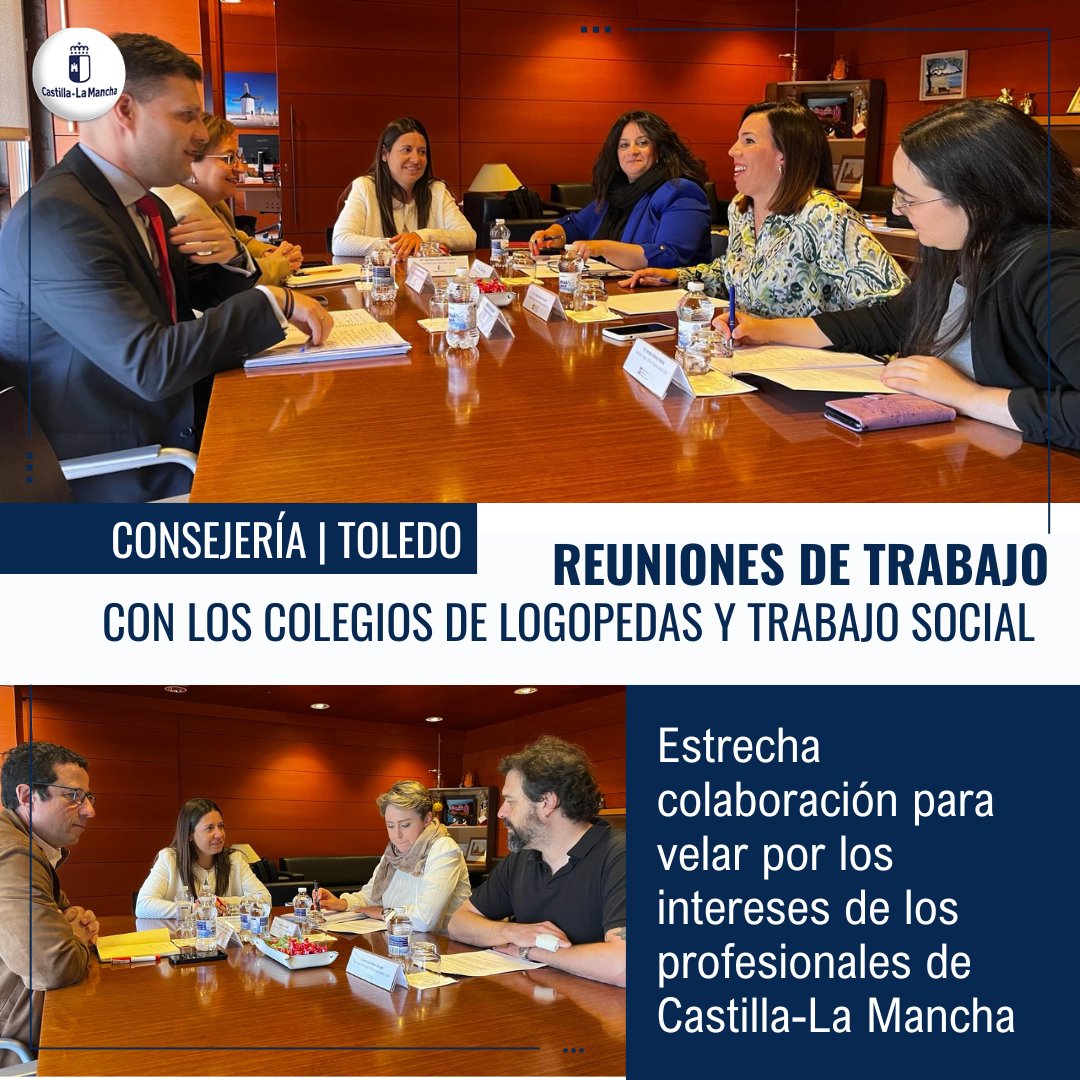 🔵L@s logopedas y trabajadores sociales son una extensión de la Consejería de @BienestarCLM sobre el territorio. 👉La consejera @GarciaTorijano ha mantenido reuniones con sendos colegios en el marco de colaboración y coordinación entre profesionales y @gobjccm