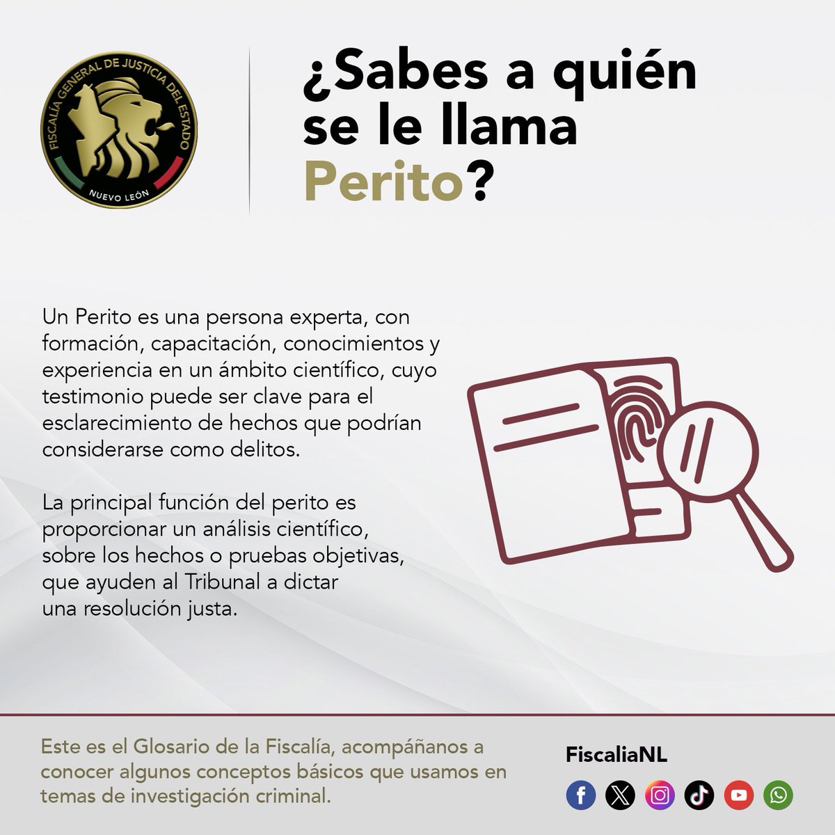 📖 Hoy en Glosario Fiscalía, conoce a quienes se les llama Perito en la investigación criminal y porqué 👉🏽