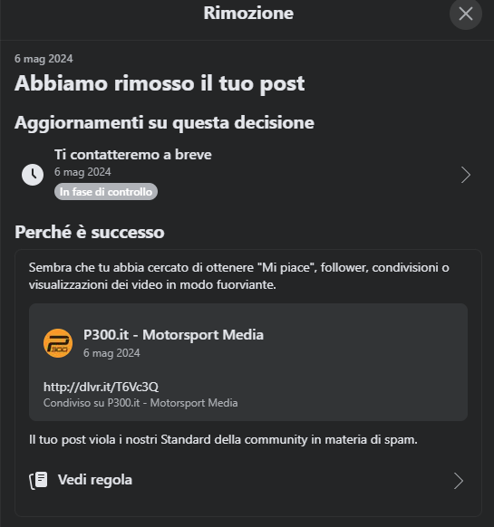 Interessante come nei reel su Facebook si sia arrivati quasi al porno, ma gli articoli di P300 sono considerati Spam

Di fuorviante qui c'è solo che avete reso il web un marciume senza pari.