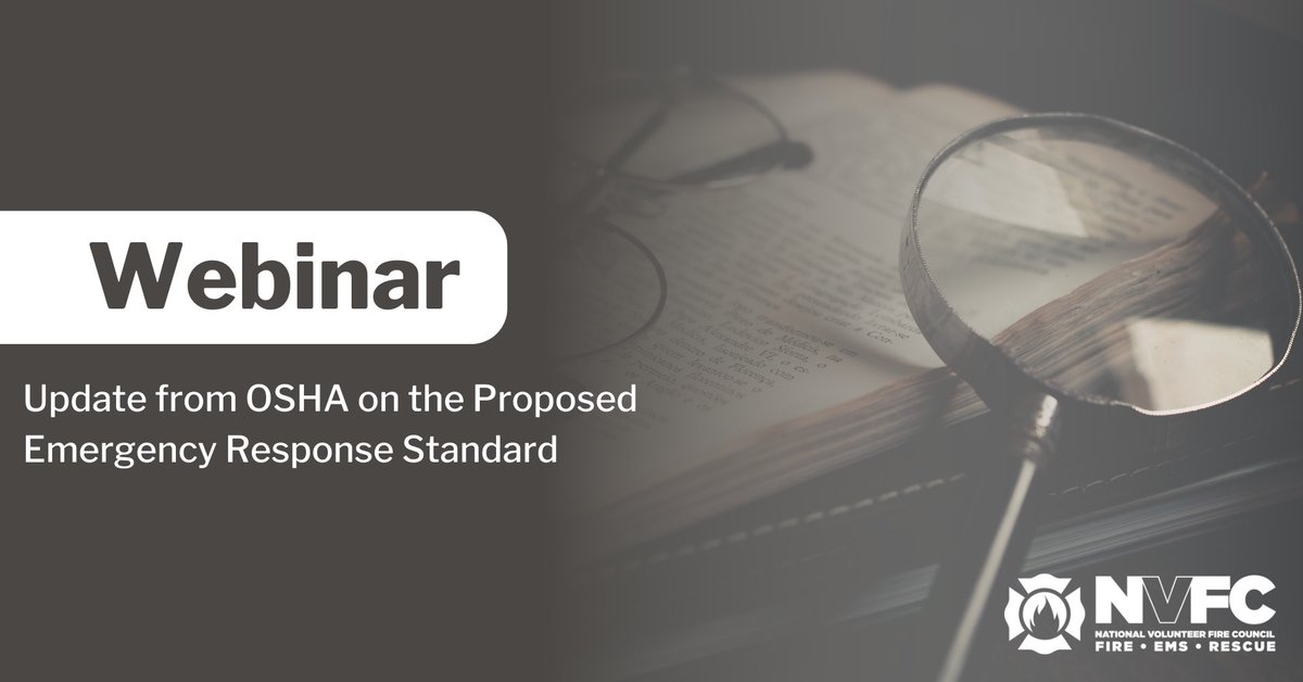 Hear directly from OSHA staff about how volunteer fire departments would be impacted by their proposed Emergency Response Standard at this FREE webinar on Thursday at 2pm ET. Register: bit.ly/050924-webinar