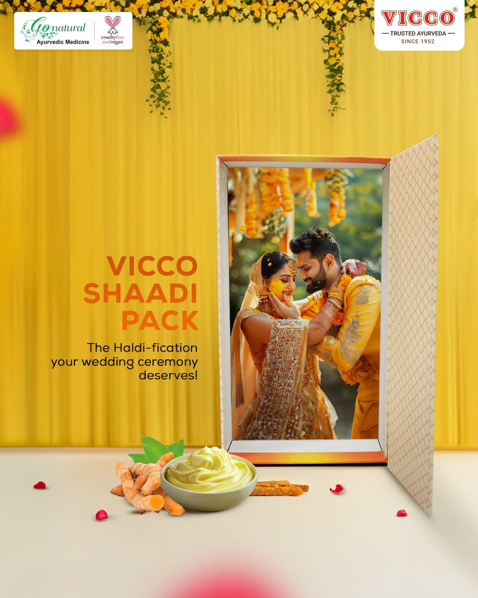 Unlock the essence of Haldi ceremony with Vicco Turmeric Shaadi Pack. To shop, click on our website - viccolabs.com #Vicco #ViccoTurmericShaadiPack #ShaadiPack #Turmeric #ShaadiWaliHaldi #Weddingseason #Haldiceremony #Natural