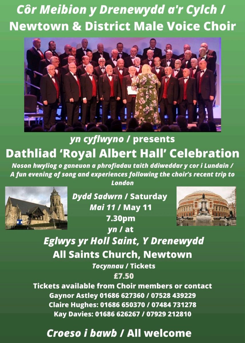 Newtown Male Voice (@newtownmvc) on Twitter photo THIS Saturday, join us if you can. Tickets only Β£7.50, details on the poster or email Claire-Hughes@hotmail.co.uk
<a href="/CSPowys/">Cyngor Sir Powys</a> <a href="/CountyTimes/">Powys County Times</a> <a href="/my_newtown/">mynewtown</a> <a href="/mywelshpool/">MyWelshpool</a> <a href="/CambrianNews/">Cambrian News</a> <a href="/allaboutnewtown/">All About Newtown</a> <a href="/WAMC2022/">Welsh Association of Male Choirs (WAMC)</a> <a href="/Hafren_Newtown/">The Hafren Theatre</a> <a href="/ShropshireStar/">Shropshire Star</a> <a href="/BBCWalesNews/">BBC Wales News</a> <a href="/S4C/">S4C π΄σ §σ ’σ ·σ ¬σ ³σ Ώ</a> THIS Saturday, join us if you can. Tickets only Β£7.50, details on the poster or email Claire-Hughes@hotmail.co.uk
<a href="/CSPowys/">Cyngor Sir Powys</a> <a href="/CountyTimes/">Powys County Times</a> <a href="/my_newtown/">mynewtown</a> <a href="/mywelshpool/">MyWelshpool</a> <a href="/CambrianNews/">Cambrian News</a> <a href="/allaboutnewtown/">All About Newtown</a> <a href="/WAMC2022/">Welsh Association of Male Choirs (WAMC)</a> <a href="/Hafren_Newtown/">The Hafren Theatre</a> <a href="/ShropshireStar/">Shropshire Star</a> <a href="/BBCWalesNews/">BBC Wales News</a> <a href="/S4C/">S4C π΄σ §σ ’σ ·σ ¬σ ³σ Ώ</a>
