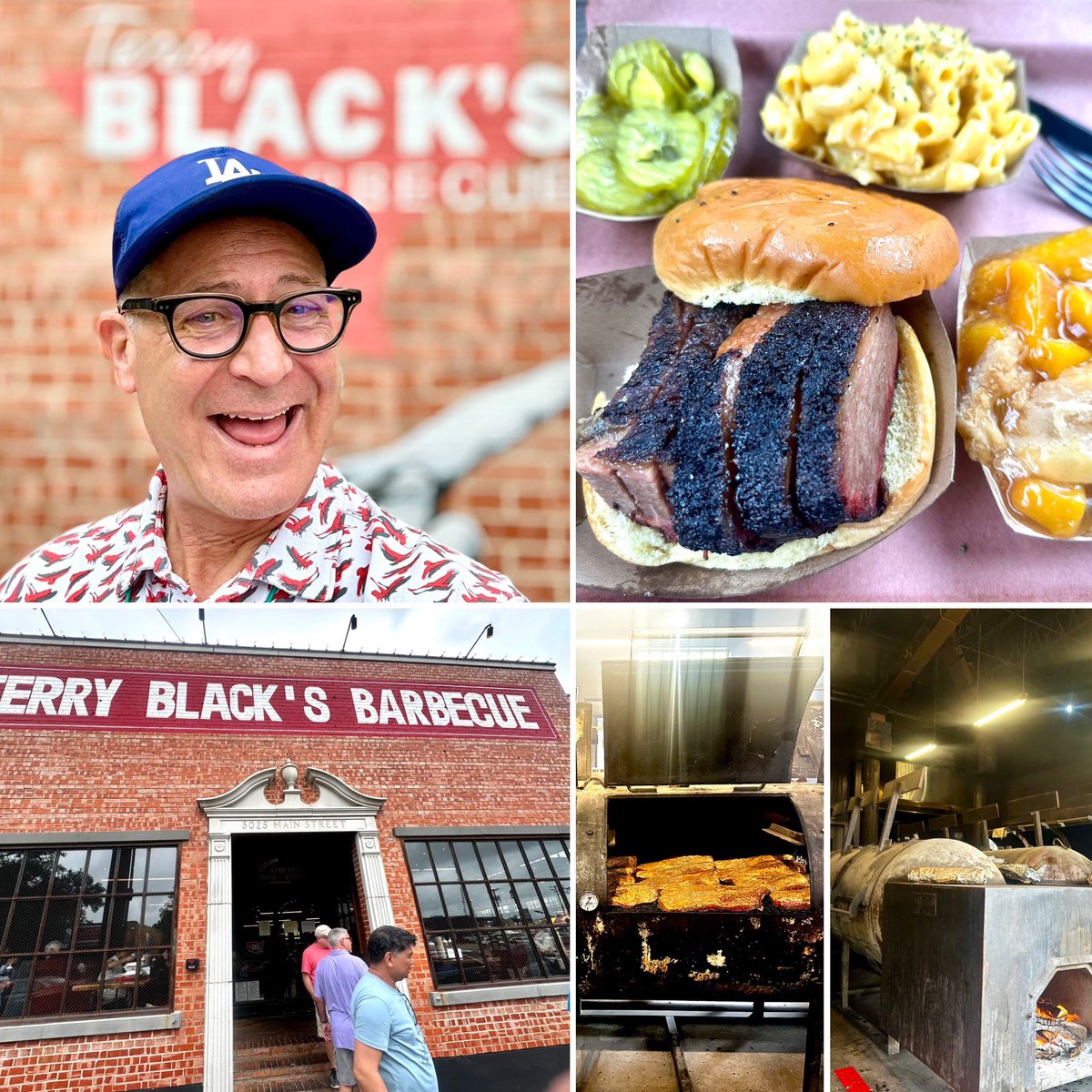 #whatsforlunch in Dallas? 🤠
@TerryBlacks_BBQ in Deep Ellum!
The BRISKET was amazingly smoky & delicious 🤤 
I took it off the bun, ate about 1/3 of Mac-n-cheese & just the peaches in cobbler! 
Oh my, oh my! 🤩🥰