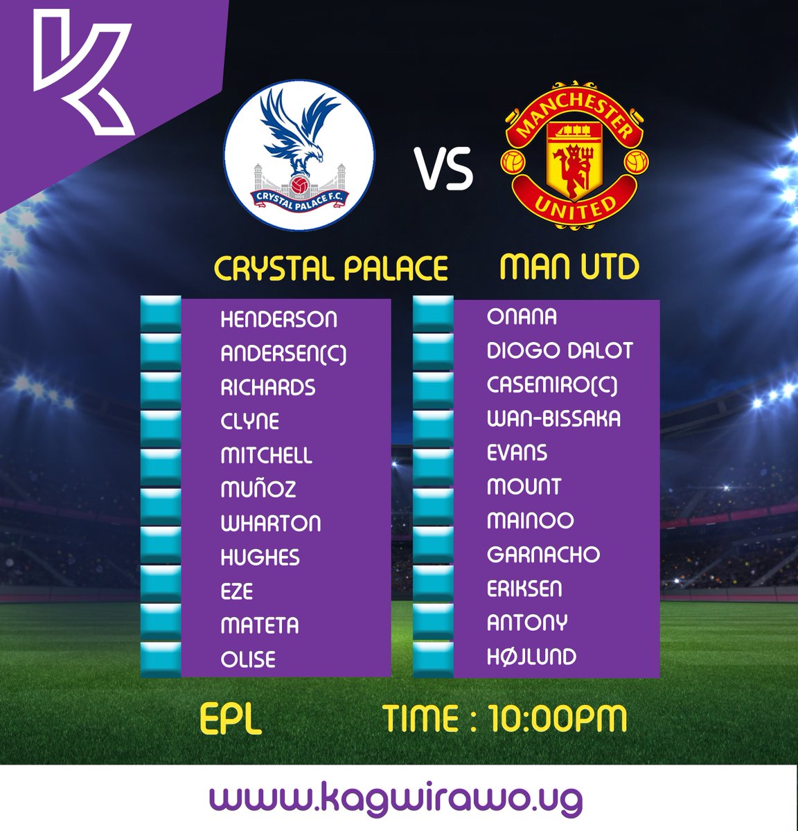 Will Man United win tonight’s game? Bet via bit.ly/kagwirawo-chan… #KagwirawoUpdates | #CRYMUN