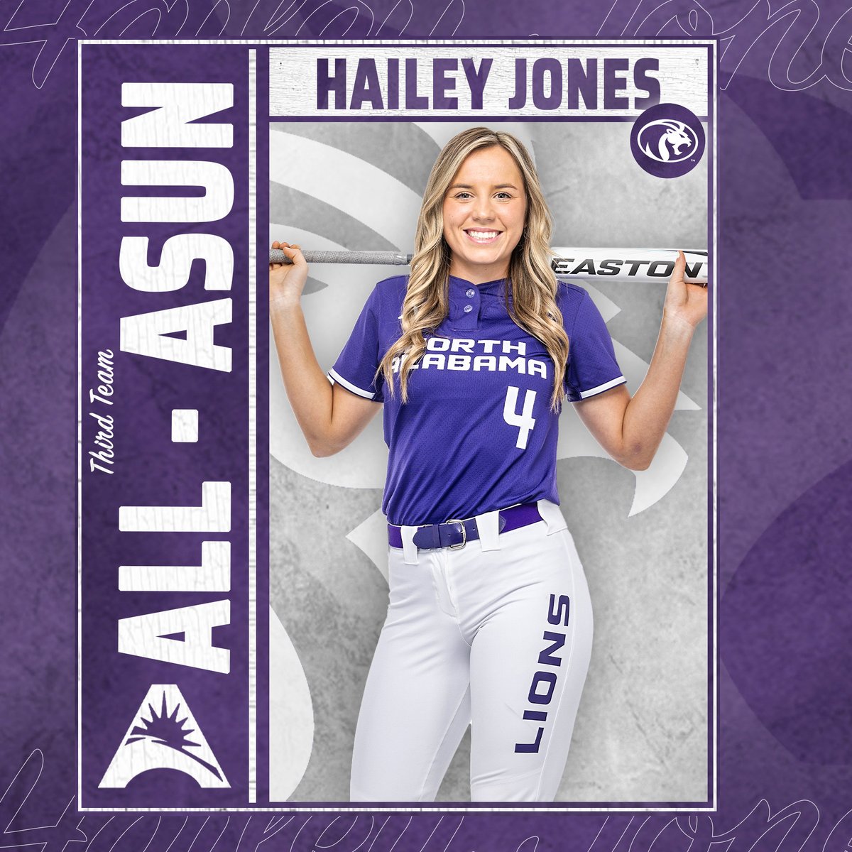 🏆 𝗧𝗛𝗜𝗥𝗗 𝗧𝗘𝗔𝗠 𝗔𝗟𝗟-𝗔𝗦𝗨𝗡 🏆 Hailey Jones got it done in the classroom AND on the field! Congrats to our junior second baseman on earning second team all-conference — her second-career all-conference honor! #RaiseTheROAR | #RoarLions 🦁