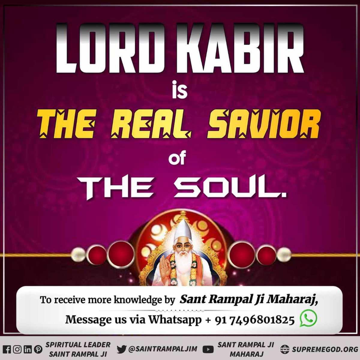 #GodNightMonday 
#अविनाशी_परमात्मा_कबीर
LORD KABIR is THE REAL SAVIOR of THE SOUL.
TO KNOW MORE
WATCH SADHNA TV 7:30 PM(IST)