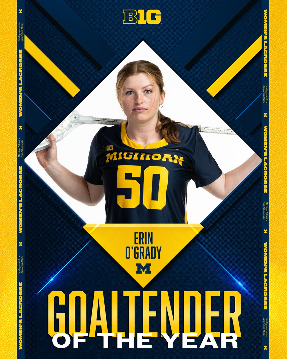 She leads the nation in goals against average and save percentage and is now the BIG TEN GOALTENDER OF THE YEAR! #GoBlue 〽️