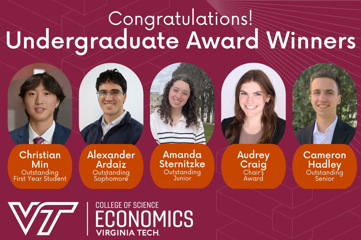We are thrilled to share the incredible achievements of our talented undergrads who have earned prestigious department awards!

Their dedication, perseverance, and unwavering commitment to excellence have set them apart. Join us in celebrating with them! #VT24 #HokieGrad