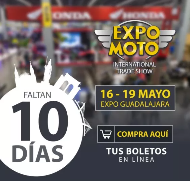 expomotonews's tweet photo. Faltan 10 días para EXPO MOTO GDL
¡Te esperamos del 16 al 19 de mayo en EXPO GUADALAJARA!
Compra tus boletos en: https://t.co/DaGLjdtm0g
#expomoto24 #Guadalajara #CDMX #zonacustom #ExpoMoto #adrenalina #motofashion #motocicletas https://t.co/9lGO568mke