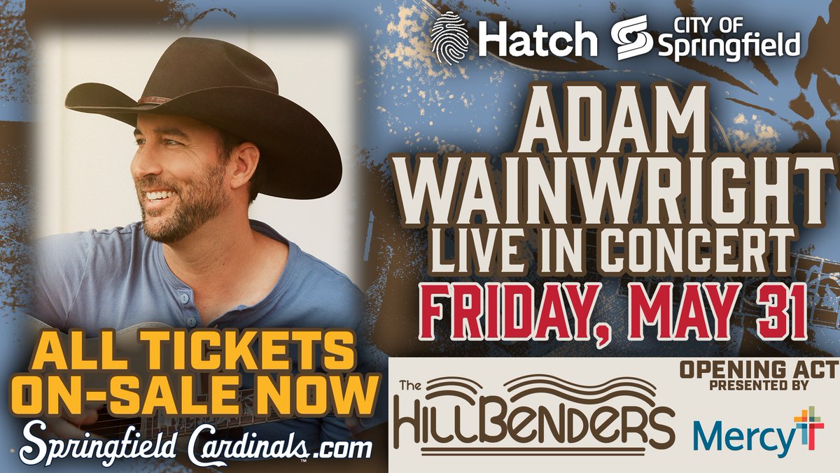 We're excited to announce The @Hillbenders as the opening act, presented by @MercySGF for Adam Wainwright Live in Concert on May 31, presented by Hatch Foundation and @CityofSgf. For ticket and show information, click here: milb.com/springfield/ne…