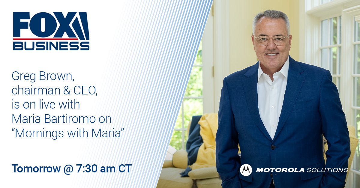 Tomorrow, our chairman and CEO, Greg Brown, is speaking live with Maria Bartiromo on “Mornings with Maria” @FoxBusiness. Access the live news broadcast at 7:30 a.m. CT (5:30 a.m. PT): fxn.ws/3WrHPHh or catch the replay here: fxn.ws/4bb7bhd