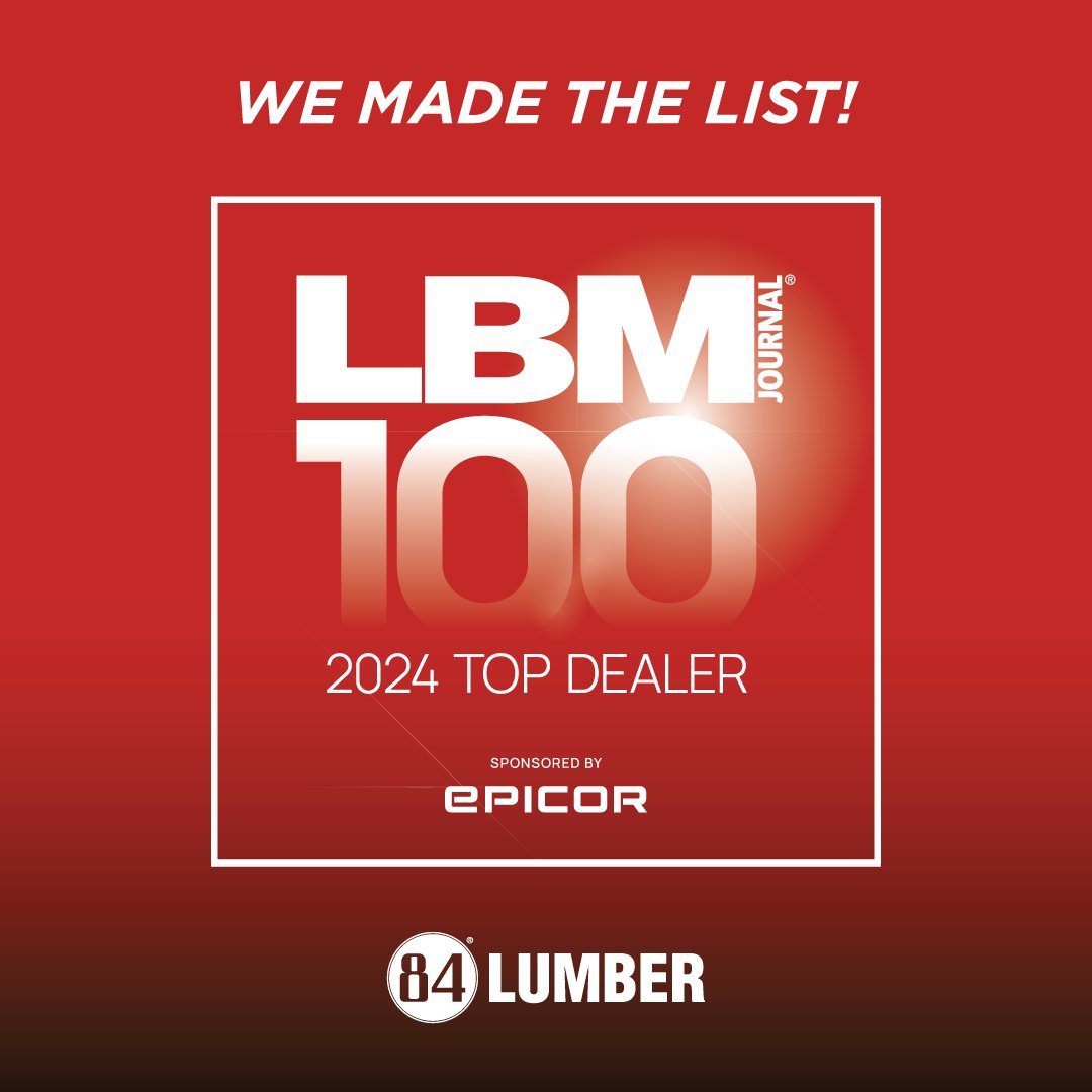 84 Lumber has earned a spot on the @LBMJournal 100 list for 2024! 🏆 This achievement wouldn't have been possible without the support of our amazing customers and vendor partners. 🙌