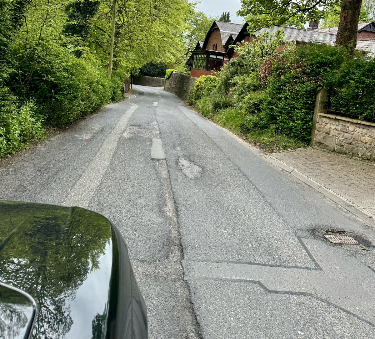 Dear Lancashire County Council. I’ve finally reached the end of my very long tether. If you think by tarmacking these white circles on the B6246 from Mitton to Whalley you will have repaired the road, you must be on drugs! I pay over 100 car taxes &amp; I demand it be done properly