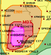 everyone in the #highrisk #Moderaterisk today needs to be #weatheraware #tornadoes Likely Intense/violent and potentially long tracked today this is not a joke this is serious stuff for the plains RARE Level 5/5 risk for #Kansas and #Oklahoma #OKwx #KSwx be prepared not scared