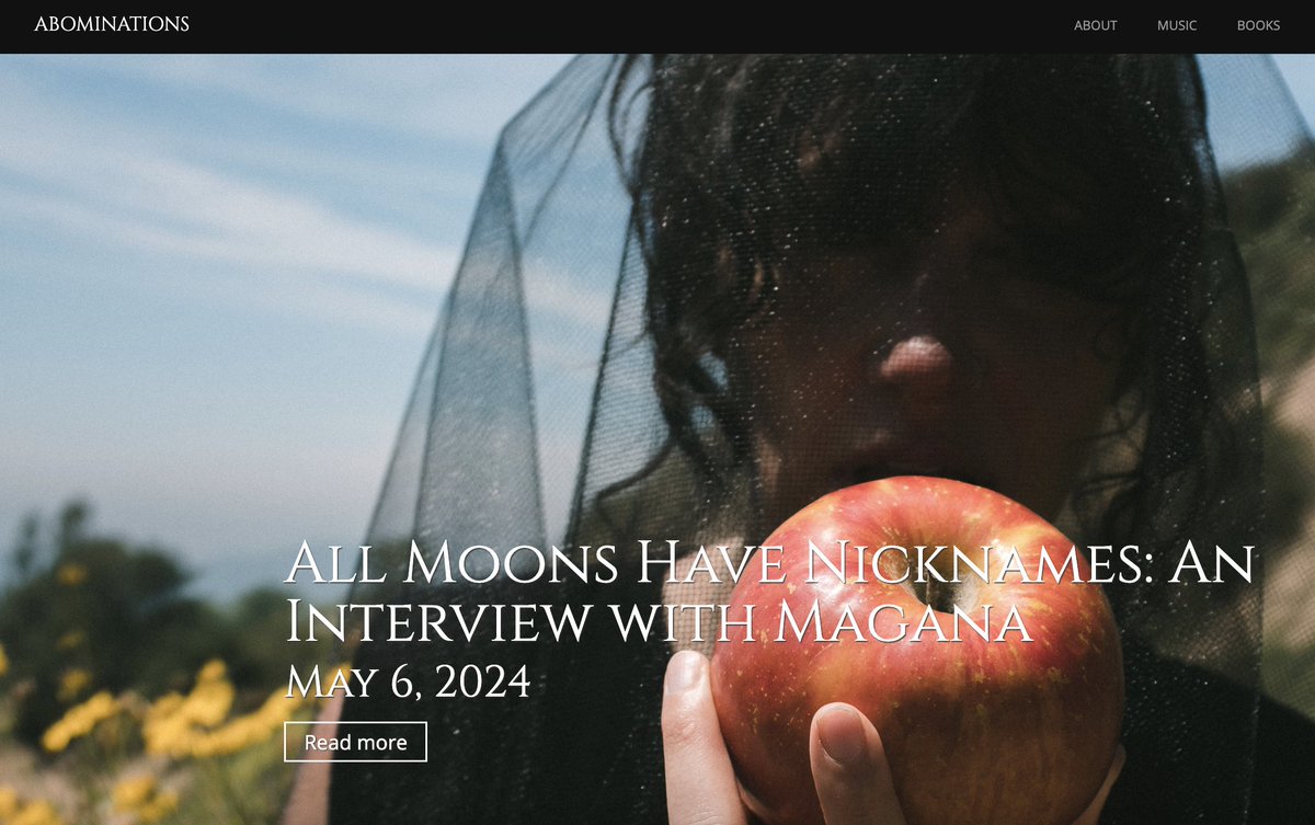 'All Moons Have Nicknames': a lovely interview with worldwide nuisance @maganarama and @marc_schuster for ABOMINATIONS 🌓 She talks 'Teeth,' the moon, synth, her future plans for some more experimental work, and I how I am persistently saving the day. marcschuster.wordpress.com/2024/05/06/all…
