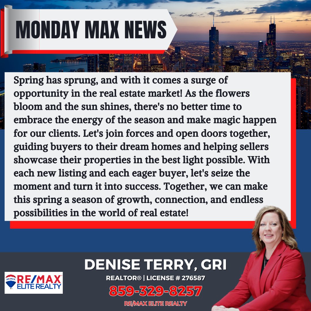 🌸🏠 Spring has sprung, and opportunity is knocking in the world of real estate! #RealEstate #NoHiddenFees #MondaMaxNews #HiddenFREES #REMax #REMaxEliteRealty #Bluegrassrealtors #playingtowin @vaughtsviews