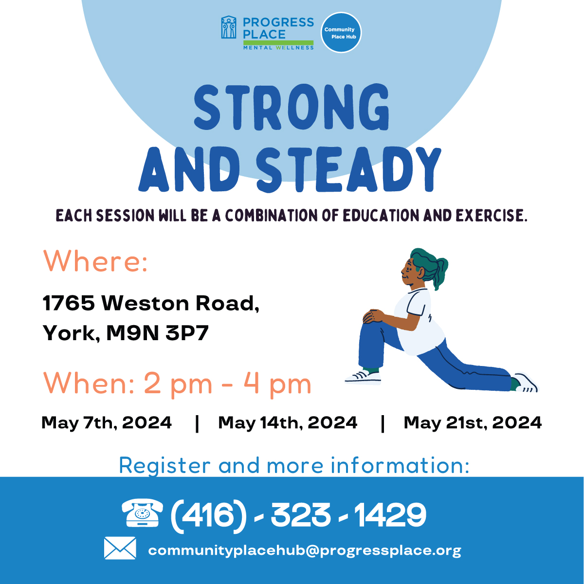 REMINDER:🧍#Strong and #Steady Learn how to prevent falls and practice easy exercises that promote balance, strength, and endurance in this FREE 3-week program 🗓️First session: Tuesday, May 10, 2024 ⏰2:00 pm - 4:00 pm 📍1765 Weston Road, York, M9N 3P7 Contact: 416-323-1429