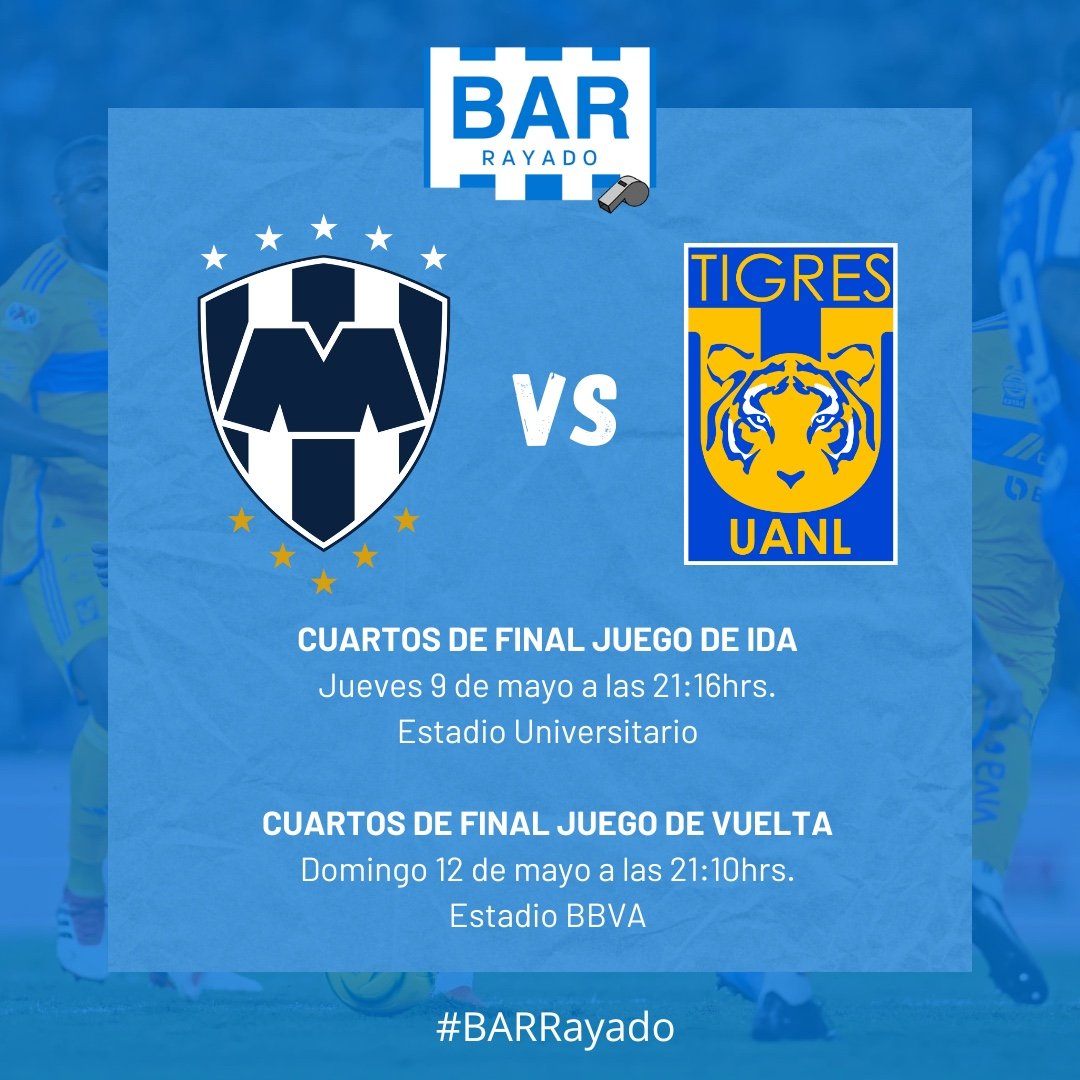 Vayan preparándose para la carnita asada raza porque ya se definieron los horarios del Clásico Regio en Cuartos de Final 😎

#BARRayado