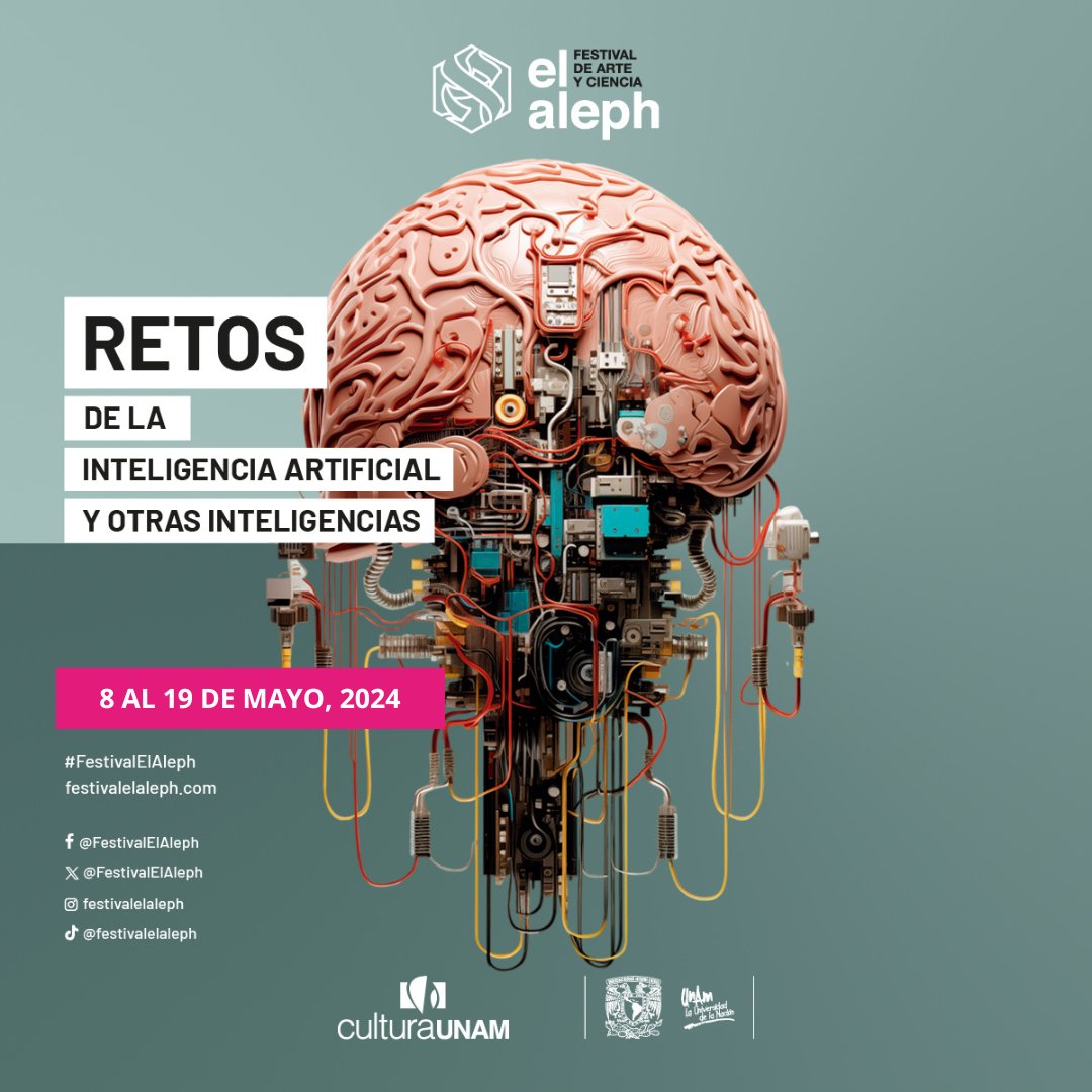 ¡Estamos a unos días del #FestivalElAleph 2024! 🧠 🤖 Festival en donde se rompen las fronteras entre el arte y la ciencia. 💫🚀 Estará lleno de exposiciones, jornadas académicas, conciertos y mucho más. ¿Están listos y listas? 
Revisa el programa: festivalelaleph.com…