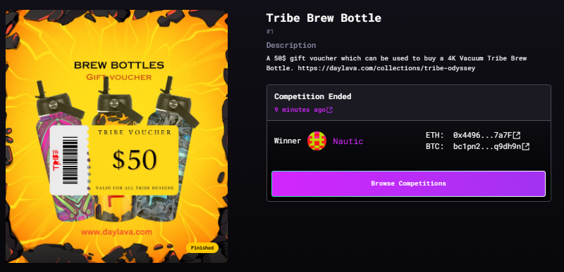 tribeodyssey's tweet photo. Congrats to @HnsNautic on winning a Tribe Brew Bottle by @daylavant🎟️📷      

We'll be adding more raffles so get involved!       

Check out all on going raffles here: https://t.co/OmDQ7nfQgV https://t.co/Z21N94K93X