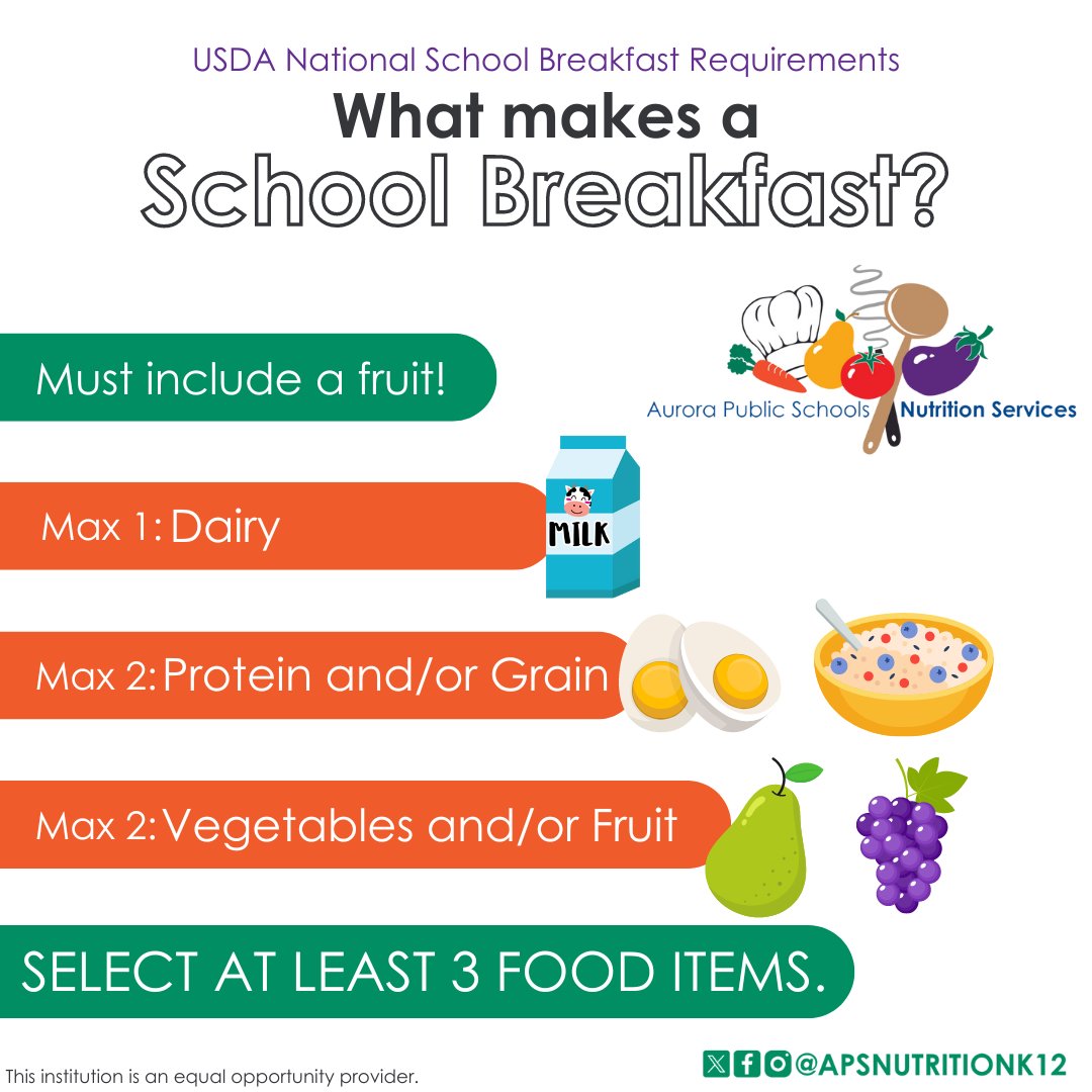 Did you know that all of our school meals are formulated to meet USDA requirements? 🤔 This means that students are ensured nutritious meals every day. 🥛🍎

@aurorak12 #ATeam #auroraco #Auroracolorado #oneaurora #theAteam #excellenceinAPS #ArapahoeCO #Arapahoe #ArapahoeColorado