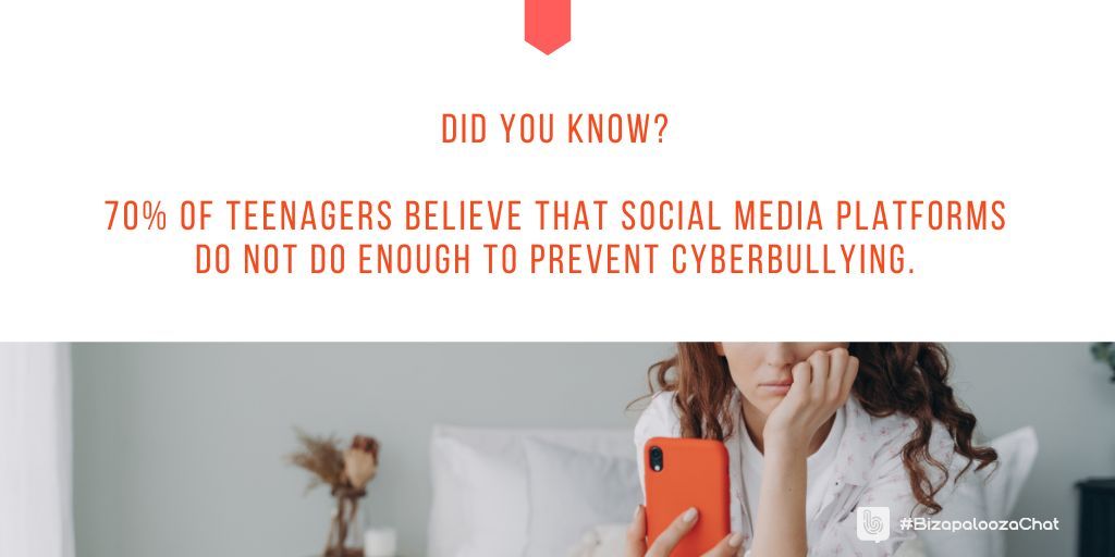 Did you know?

💡 70% of teenagers believe that #socialmedia platforms do not do enough to prevent cyberbullying. 

Source: Bright Futures #cybersecurity #bullying #content #communication #userexperience #digitalexperience #mentalhealth #BizapaloozaChat