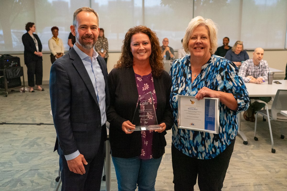 Shawna Ricci, guidance counselor at the AIU’s Academic Institute, received the Alternative Education Program’s annual Award of Excellence this morning. Shawna was recognized for her calm, clear, and empathetic connections with students.