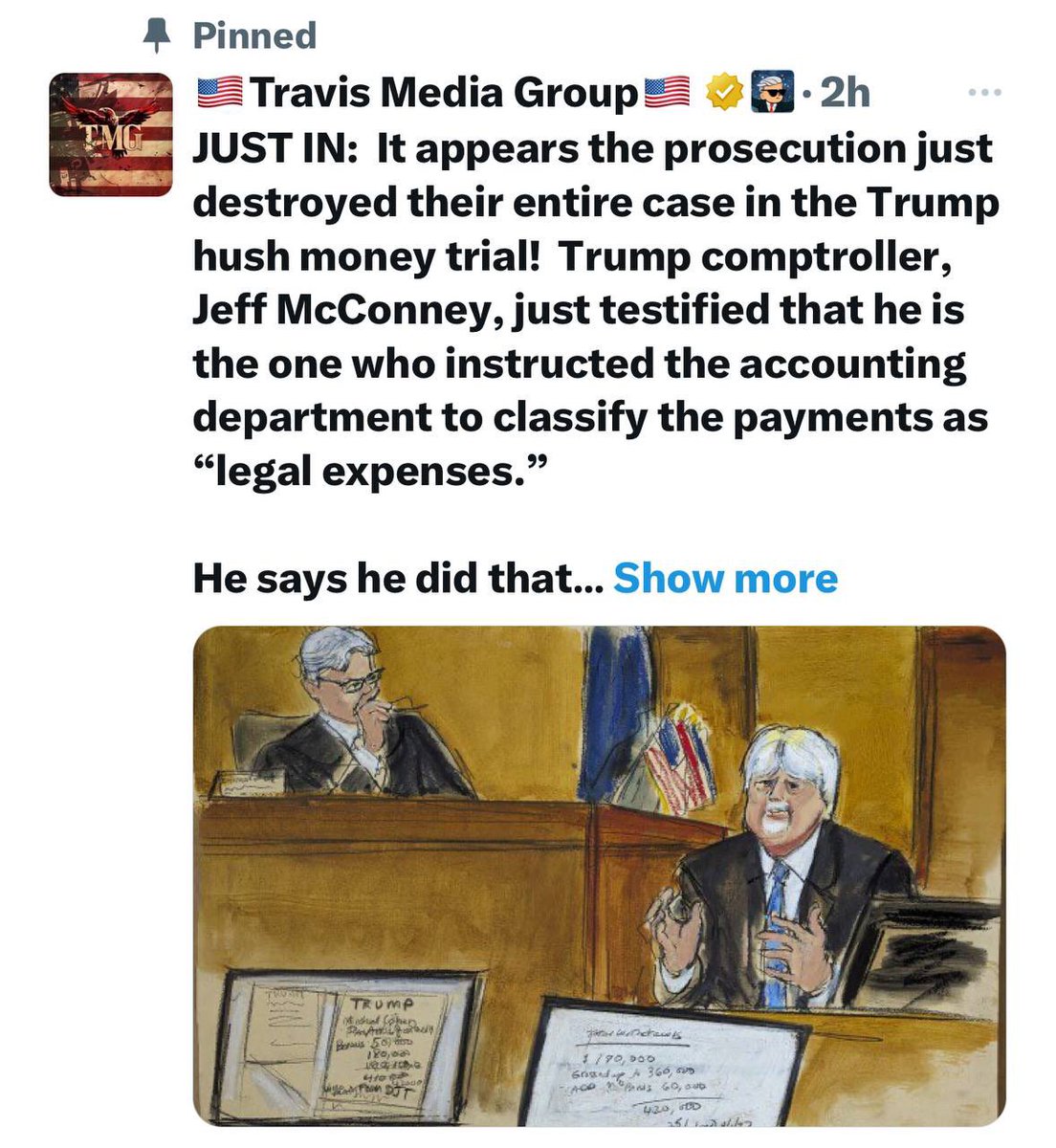 TRUMP NOT HIDING HUSH MONEY! ALVIN BRAGG, MIKE COLANGELO SHOULD BE DISBARRED! JUST IN: It appears the prosecution just destroyed their entire case in the Trump hush money trial! Trump comptroller, Jeff McConney, just testified that he is the one who instructed the accounting